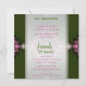 Groen Roze Kant Special Event Feest Uitnodiging (Achterkant)