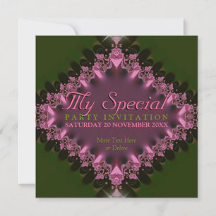 Groen Roze Kant Special Event Feest Uitnodiging