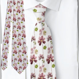 Groen Roze Klaver Shamrock Botanical | Stropdas