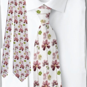 Groen Roze Klaver Shamrock Botanical   Stropdas