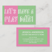 Groen & Roze Kleurenblok Speelbare Speeldatum Contactkaartje (Voorkant / Achterkant)