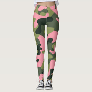 Groen & Roze leger Camo Camouflage Leggings