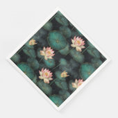 Groen roze lelie vijver patroon servet (Hoek)