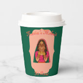 Groen/Roze Mehndi Papieren Bekers (Achterkant)
