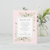 Groen Roze Meisje Baby shower Gedicht Bedankkaart (Staand voorkant)