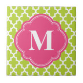 Groen & Roze Modern Marokkaans Custom Monogram Tegeltje (Voorkant)