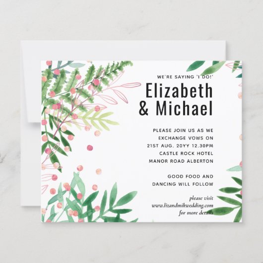 Groen Roze Moderne Bruiloft (Voorkant)