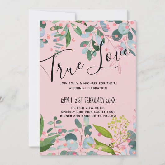 Groen Roze Moderne Bruiloft (Voorkant)