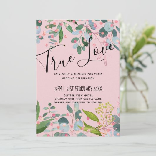 Groen Roze Moderne Bruiloft (Staand voorkant)