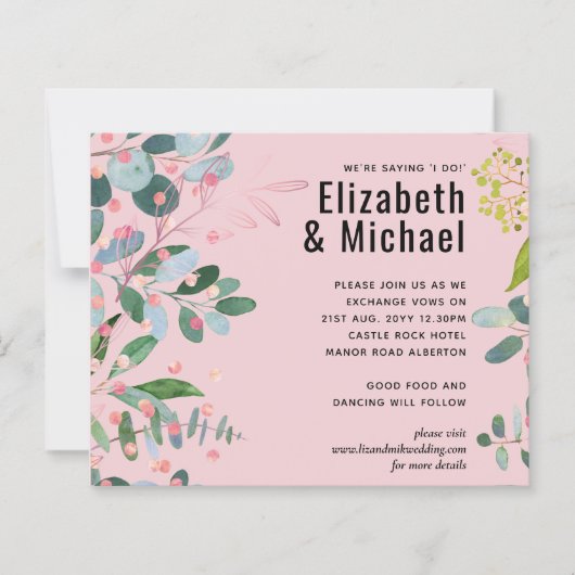 Groen Roze Moderne Bruiloft (Voorkant)