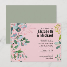Groen Roze Moderne Bruiloft Uitnodiging Briefkaart
