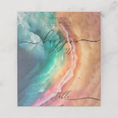 Groen Roze Oceaan Strand Groene Bruiloft Waterverf Plaatskaartje (Buitenkant ongevouwen)