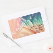 Groen Roze Ocean Beach Waterverf Zomerzon Rechthoekige Sticker (Envelop)