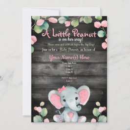 Groen Roze Olifant Baby shower uitnodiging Rustiek