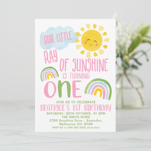 Groen Roze Onze Kleine Straal van Zonneschijn 1e V Kaart (Staand voorkant)