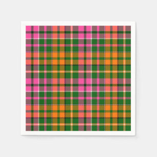 Groen Roze Oranje Schotse ruit Streepjes Design  Servet