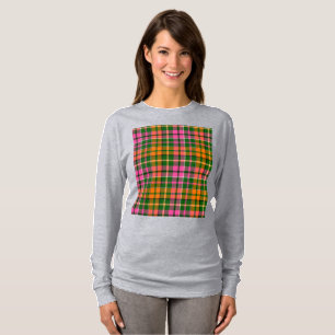 Groen Roze Oranje Schotse Strepen Design  T-shirt
