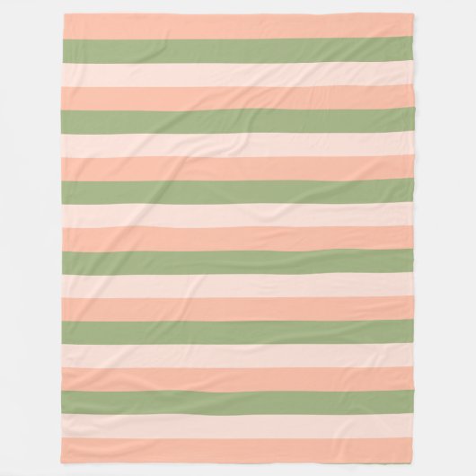 Groen roze Oranje striped Elegant Trendy Sjabloon Fleece Deken (Voorkant)