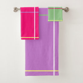 Groen Roze Paars Geel Strepen Bad Handdoek