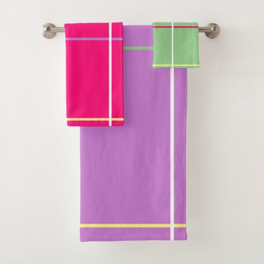 Groen Roze Paars Geel Strepen Bad Handdoek (Insitu)