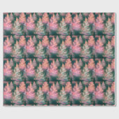 Groen Roze Paarse Witte Bomen Moderne Kerst Cadeaupapier (Vlak)