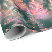 Groen Roze Paarse Witte Bomen Moderne Kerst Cadeaupapier (Rol Hoek)