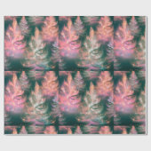 Groen Roze Paarse Witte Bomen Moderne Kerst Cadeaupapier (Vlak)