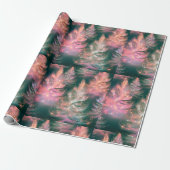 Groen Roze Paarse Witte Bomen Moderne Kerst Cadeaupapier (Uitgerold)