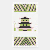 Groen Roze Pagode Streep Chinees Servet (Voorkant)