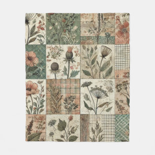 Groen & Roze Patchwork Landelijke Retro Vintage Bl Fleece Deken