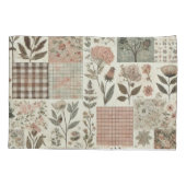 Groen Roze Patchwork Quilt Rustieke  Bloemen Kussensloop (Achterkant)