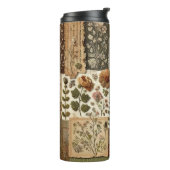 Groen Roze Patchwork Quilt Rustieke Retro Boho Thermosbeker (Gedraaid links)