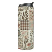 Groen Roze Patchwork Quilt Rustieke Retro Boho Thermosbeker (Gedraaid links)