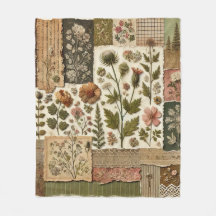 Groen & Roze Patchwork Rustiek Retro  Bloemen