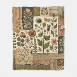 Groen & Roze Patchwork Rustiek Retro  Bloemen Fleece Deken