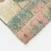 Groen & Roze Patchwork Rustiek Retro  Bloemen Fleece Deken (Hoek)