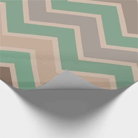 Groen Roze Perzik Chevron Cadeaupapier (Hoek)