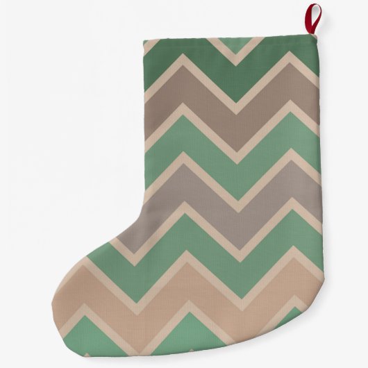 Groen Roze Perzik Chevron Grote Kerstsok (Achterkant)