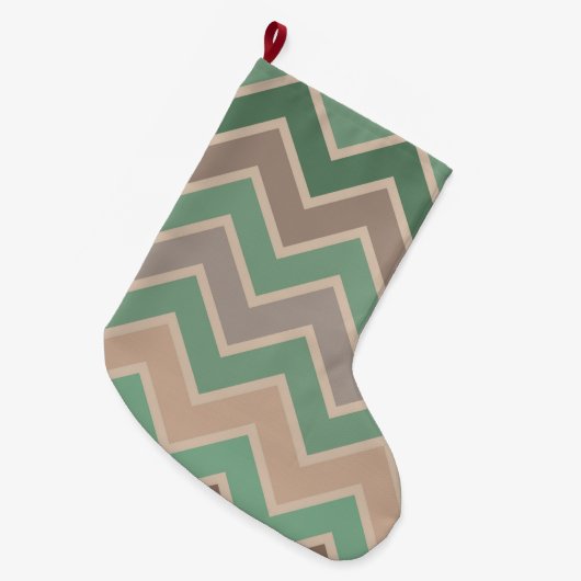 Groen Roze Perzik Chevron Grote Kerstsok (Voorkant (Hangend))