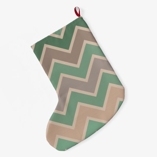 Groen Roze Perzik Chevron Grote Kerstsok (Achterkant (Hangend))