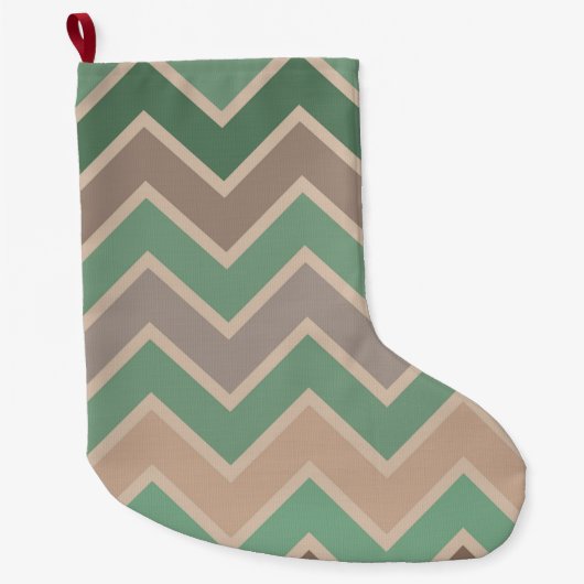 Groen Roze Perzik Chevron Grote Kerstsok (Voorkant)