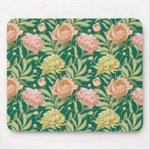 Groen, roze, perzik- en geel bloemenmuismatje muismat