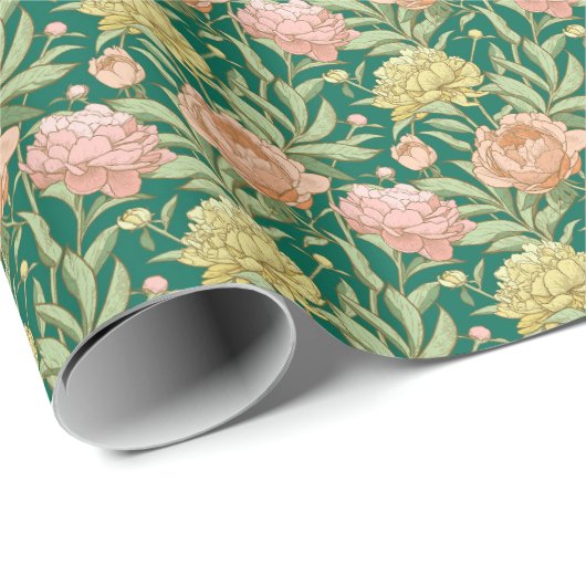 Groen, roze, perzikkleurig en geel verpakkingspapi cadeaupapier (Rol Hoek)