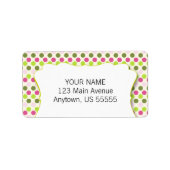 Groen & Roze Polka Dot Patroon Etiket (Voorkant)