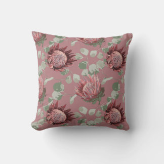 Groen & Roze Protea op Roze accentkussen Kussen