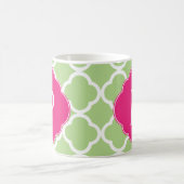 Groen roze quatrefolie monogram koffiemok (Center)