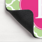 Groen roze quatrefolie monogram muismat (Hoek)