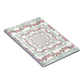 Groen Roze Rand Retro Y2K 70s Bloempatroon Notitieboek (Rechterzijde)