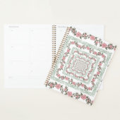 Groen Roze Rand Retro Y2K 70s Bloempatroon Planner (Display)