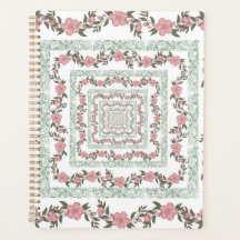 Groen Roze Rand Retro Y2K 70s Bloempatroon